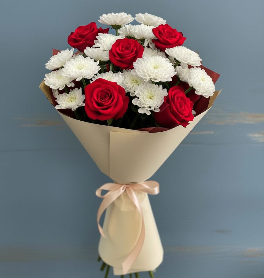 Букет цветов из: Розы и Хризантемы в Никоновское