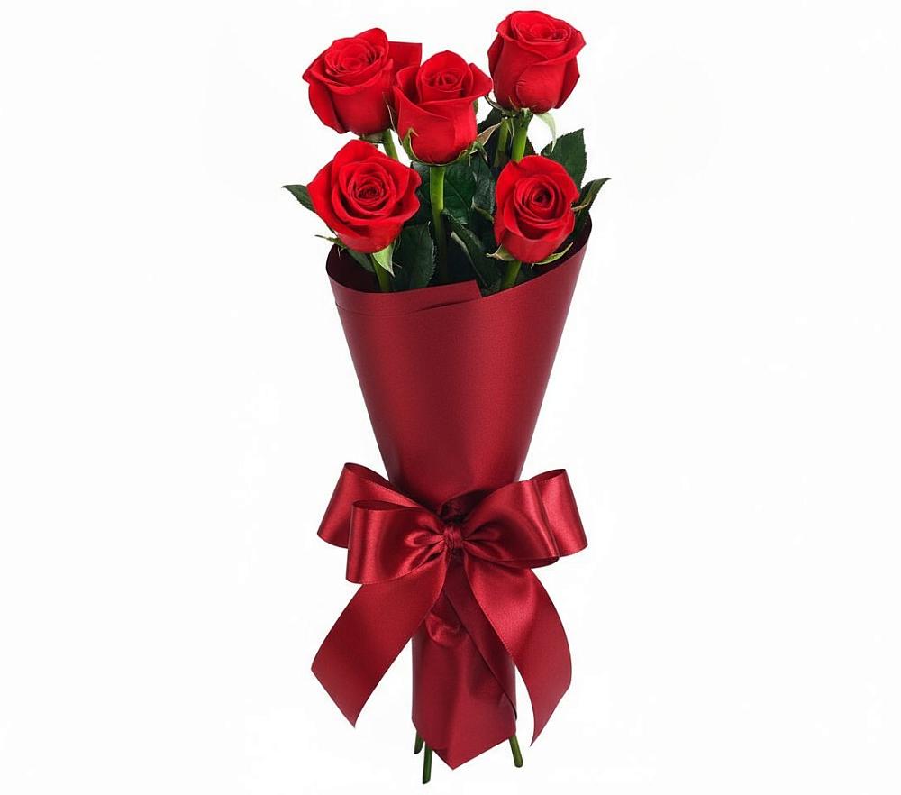 Букет 5 Красных роз Эдлесс Лав в Никоновское