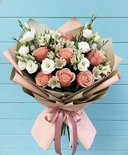 Букет цветов из:  Розы, Альстромерии и Лизиантусы в Никоновское