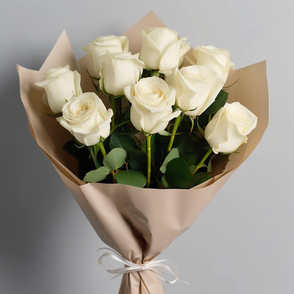 Букет 9 Белых роз Эдлесс Лав в Никоновское