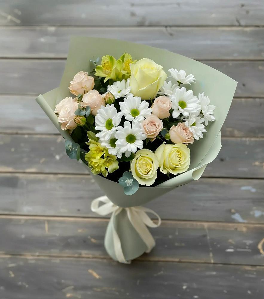 Букет цветов из: Альстромерии, Розы и Хризантемы в Никоновское