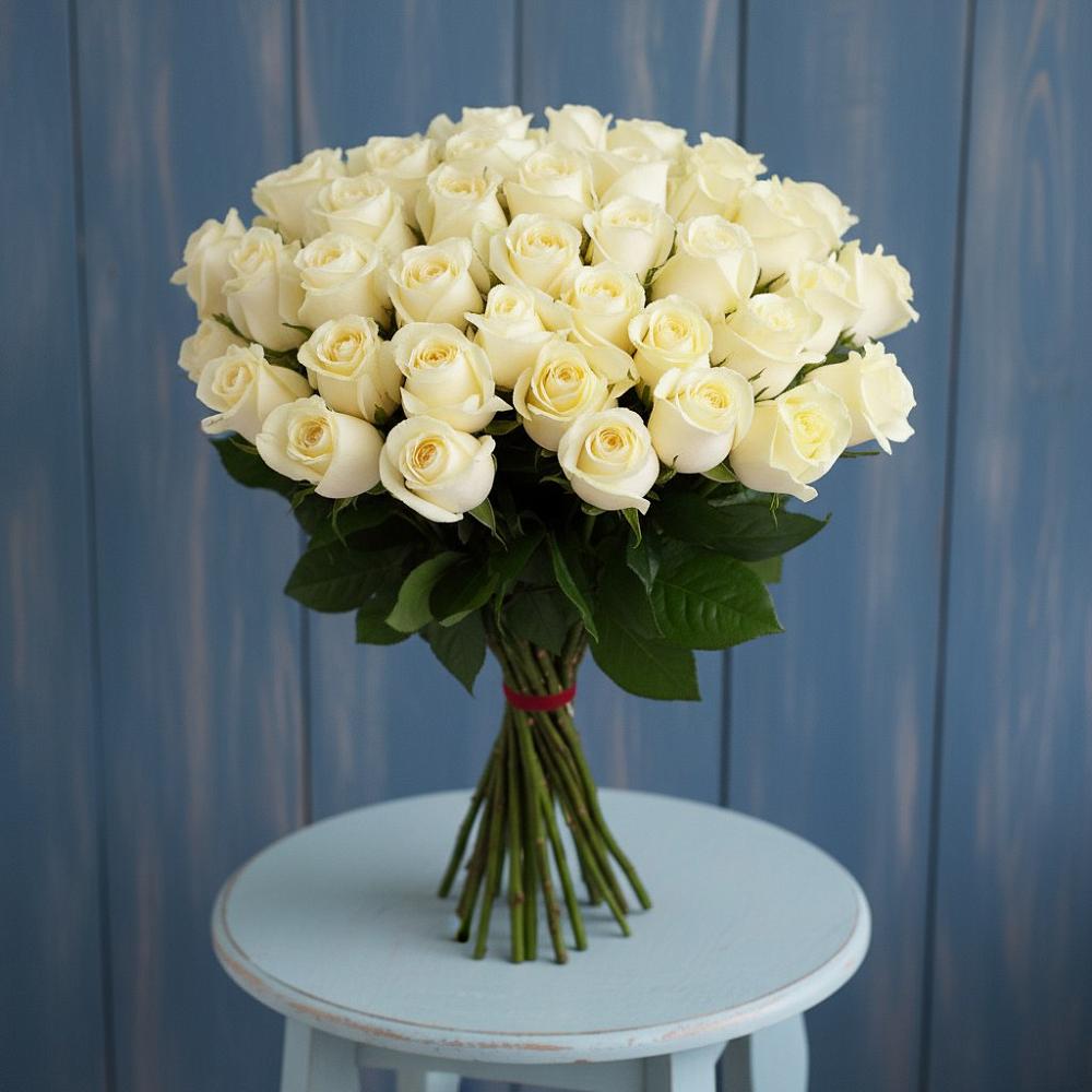 Букет 51 Белая роза Эдлесс Лав в Никоновское