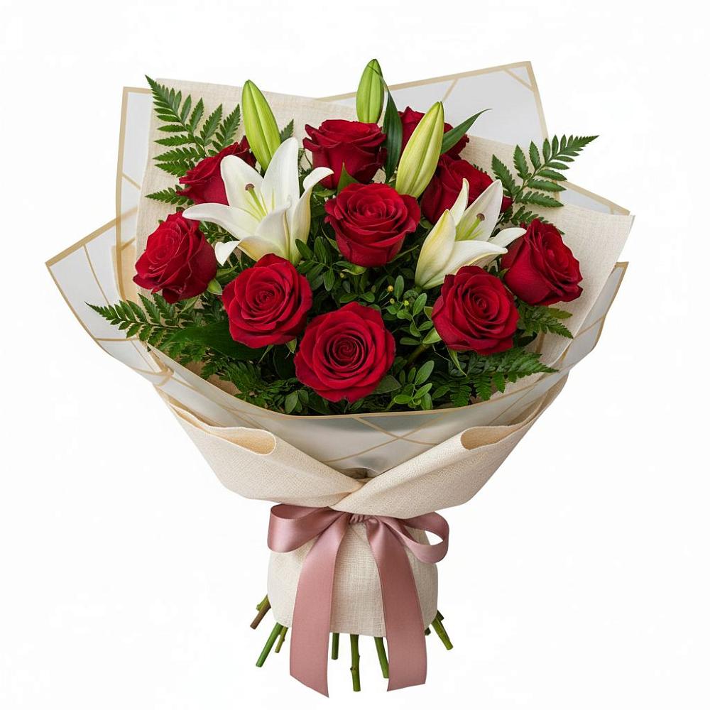 Букет цветов из: Лилии и Розы в Никоновское