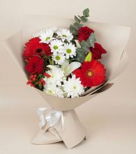 Букет цветов из:  Розы, Хризантемы, Герберы и Лилии в Никоновское