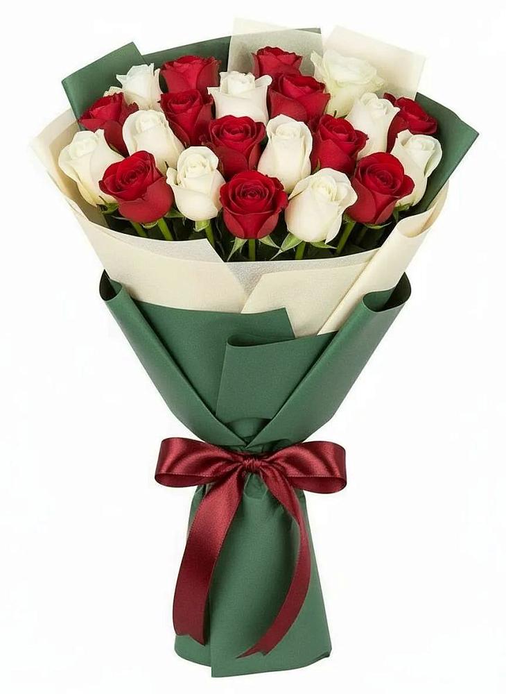 Букет Микс из красных и белых роз в Никоновское
