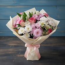 Букет цветов из:  Хризантемы, Альстромерии и Розы в Никоновское