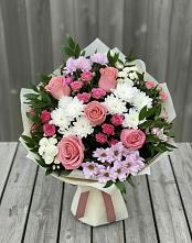 Букет цветов из:  Альстромерии, Гвоздики, Розы и Хризантемы в Никоновское