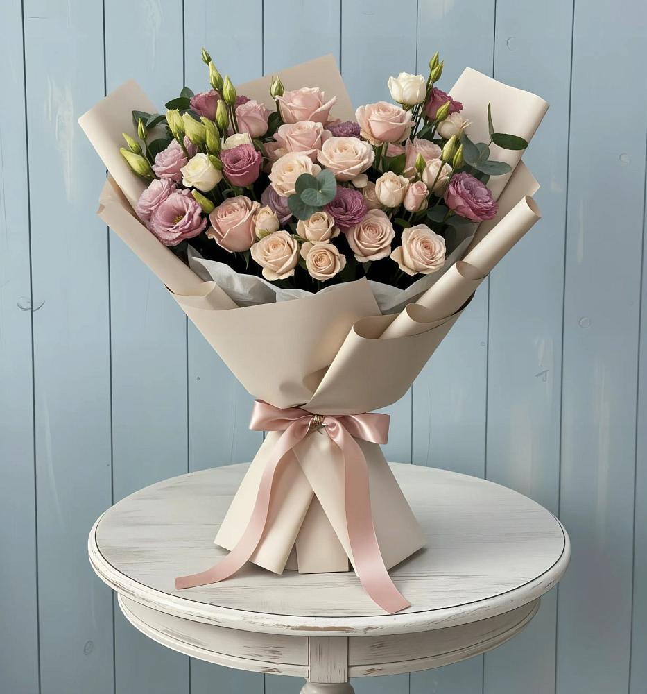 Букет цветов из: Розы и Лизиантусы в Никоновское