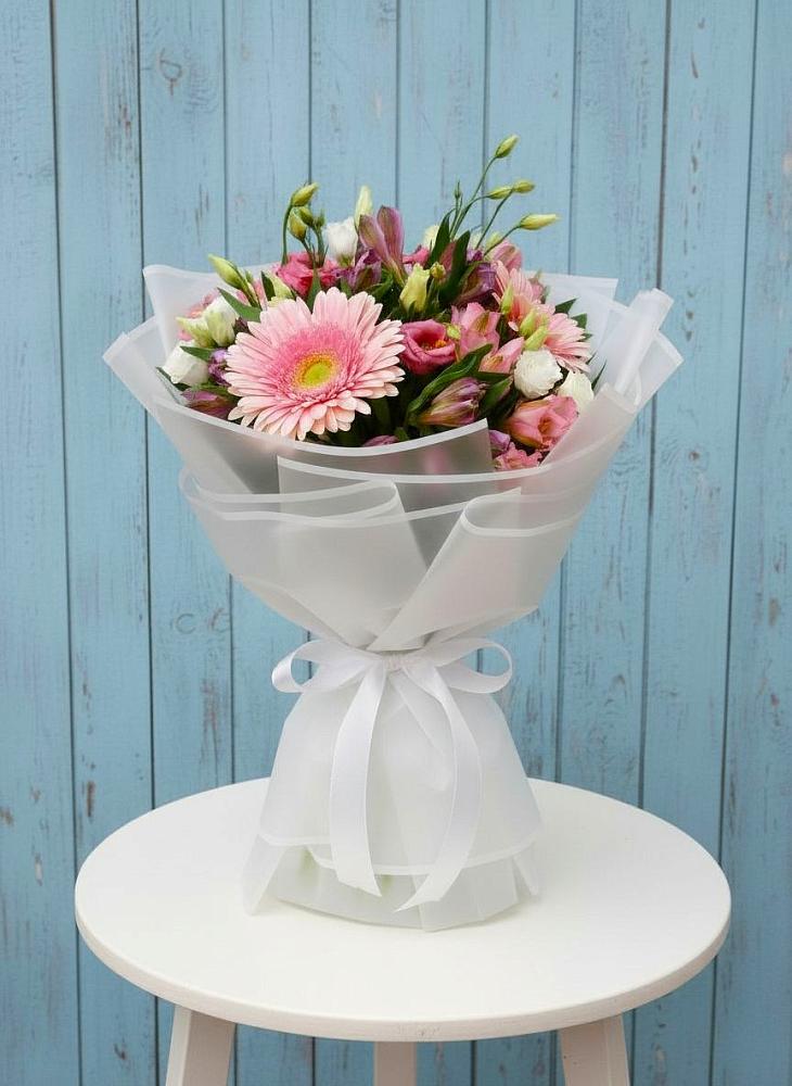 Букет цветов из: Герберы, Альстромерии и Лизиантусы в Никоновское