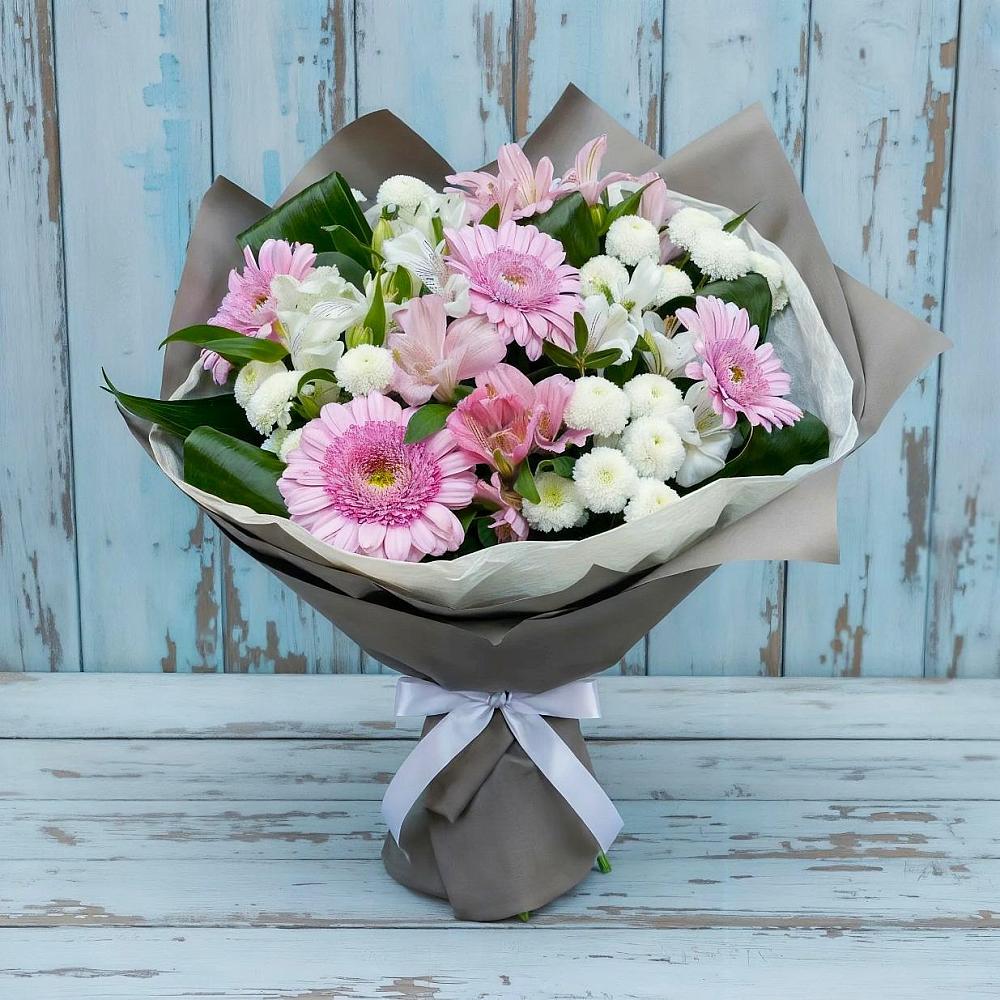 Букет цветов из: Герберы, Альстромерии и Хризантемы в Никоновское