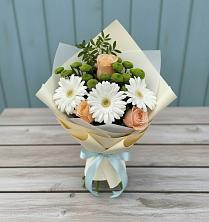 Букет цветов из:  Герберы, Розы и Хризантемы в Никоновское