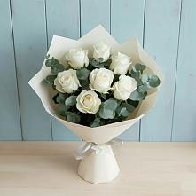 Букет Белые розы в Эвкалипте в Никоновское